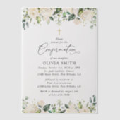 White Flowers, Cream Flowers, Boho, Confirmation Pergament Einladungen (Vorderseite)