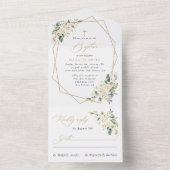 White Flowers, Cream Flowers, Boho, Floral Baptism All In One Einladung (Innen Boden)