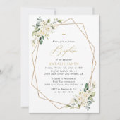 White Flowers, Cream Flowers, Boho, Floral Baptism Einladung (Vorderseite)