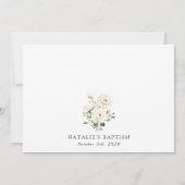 White Flowers, Cream Flowers, Boho, Floral Baptism Einladung (Rückseite)