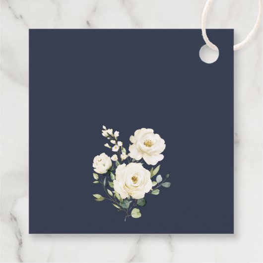 White Flowers, Cream Flowers, Boho, Floral Baptism Geschenkanhänger (Rückseite)