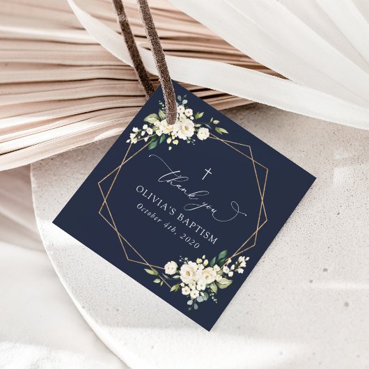 White Flowers, Cream Flowers, Boho, Floral Baptism Geschenkanhänger