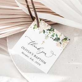 White Flowers, Cream Flowers, Boho, Floral Baptism Geschenkanhänger