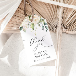 White Flowers, Cream Flowers, Boho, Floral Baptism Geschenkanhänger