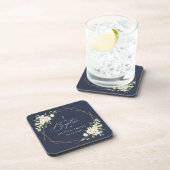 White Flowers, Cream Flowers, Boho, Floral Baptism Getränkeuntersetzer (Rechte Seite)