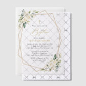 White Flowers, Cream Flowers, Boho, Floral Baptism Pergament Einladungen (Versetzt (Einladung))