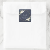 White Flowers, Cream Flowers, Boho, Floral Baptism Quadratischer Aufkleber (Tasche)