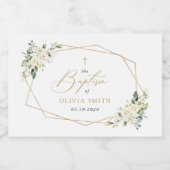 White Flowers, Cream Flowers, Boho, Floral Baptism Schaumweinetikett (Einzelnes Label)