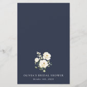 White Flowers, Cream Flowers, Bridal Shower Menu (Rückseite)