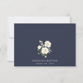 White Flowers, Cream Flowers, Greenery, Baptism Dankeskarte (Rückseite)