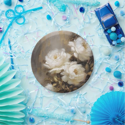 white flowers pappteller (Party)