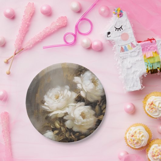 white flowers pappteller (Party)