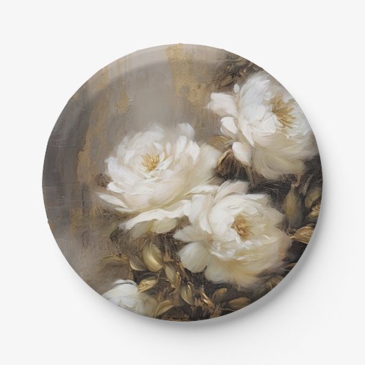 white flowers pappteller (Vorderseite)