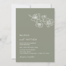 White Flowers Sage Green Casual Wedding