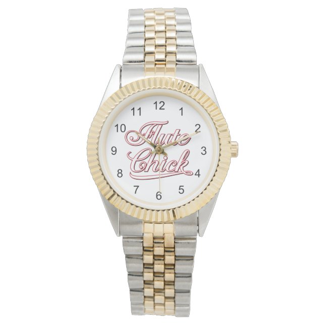 White Flute Chick Script Armbanduhr (Vorderseite)