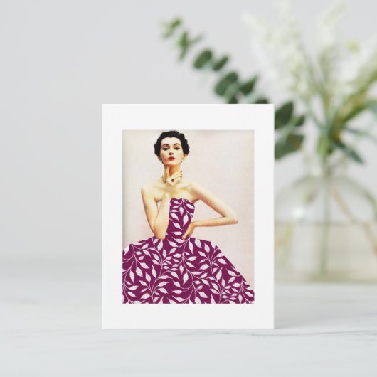 White Folies Muster Dress Holiday Postkarte (Stehend Vorderseite)