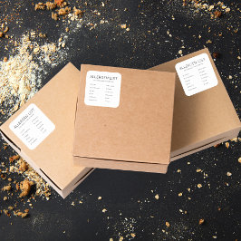 White Food Safety Allergy Zutaten Bäckerei Square Quadratischer Aufkleber