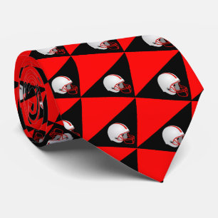 White Football Helm On Red and Black Necktie Krawatte