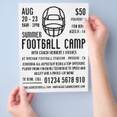 White Football Helmet, Football Camp Advertising Flyer (Hand)