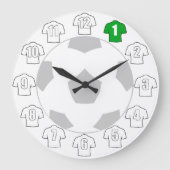 White Football Shirt als Uhrennummern Große Wanduhr (Vorderseite)