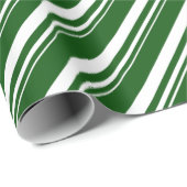 White Forest Green Candy Cane Stripe Holiday Geschenkpapier (Rolleneckpunkt)