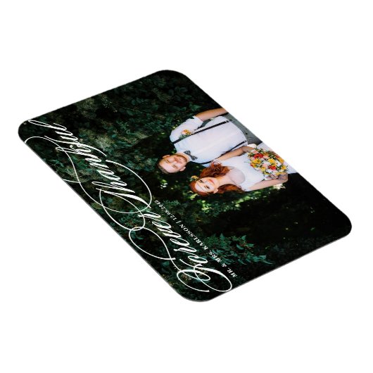 White Forever Thankful Elegant Script Hochzeit Magnet (Rechte Seite)