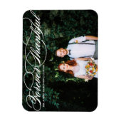 White Forever Thankful Elegant Script Hochzeit Magnet (Vertikal)