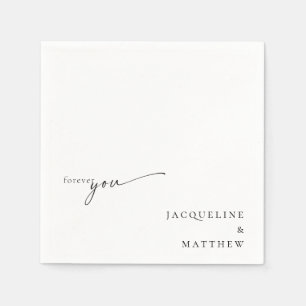 White Forever You Couple Names Wedding Cocktail Serviette