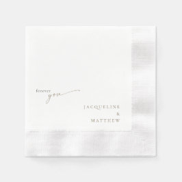 White Forever You Gold Text Wedding Cocktail Serviette