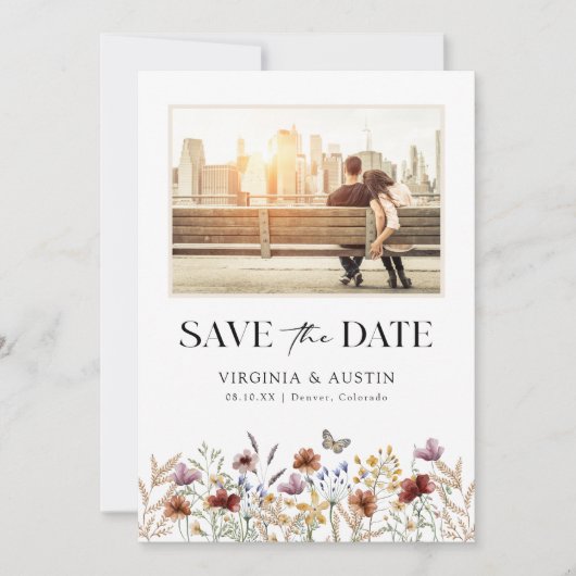 White Foto Boho Save the Date (Vorderseite)