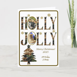 White Foto Camouflage Holly Jolly Frohe Weihnachte Karte