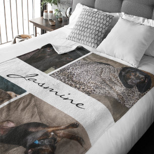 White Foto Collage Fleece Dog Blanket