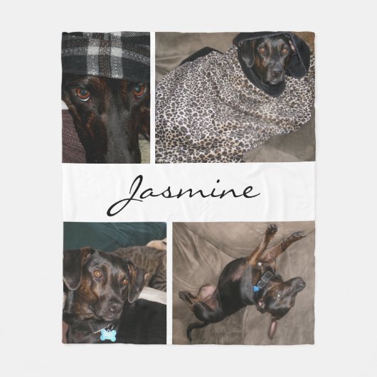 White Foto Collage | Fleece Dog Blanket (Vorderseite)