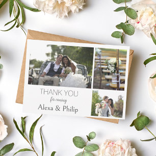 White Foto Collage Wedding Dankeschön Karte