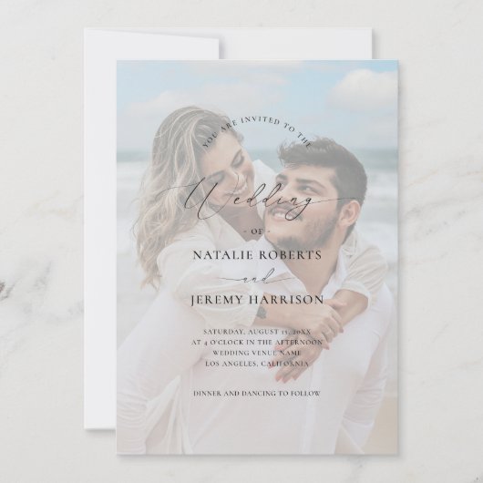 White Foto Overlay 2 verblichene Bilder Hochzeit Einladung (Vorderseite)