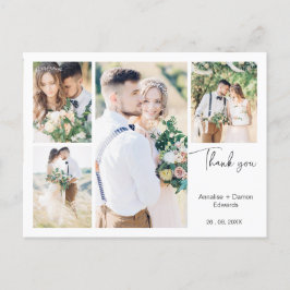 White Four Foto Wedding Danke Postcard Postkarte