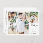 White Four Foto Wedding Danke Postcard Postkarte (Vorne/Hinten)
