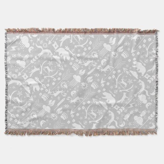 White Fox Gray Moon Clouds Bear Deer Lodge Boys Decke (Vorderseite)