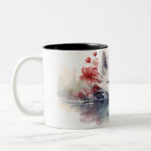 White Fox Lotus auf der Wasser-Tasse Zweifarbige Tasse (Links)
