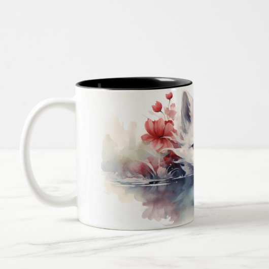 White Fox Lotus auf der Wasser-Tasse Zweifarbige Tasse (Links)