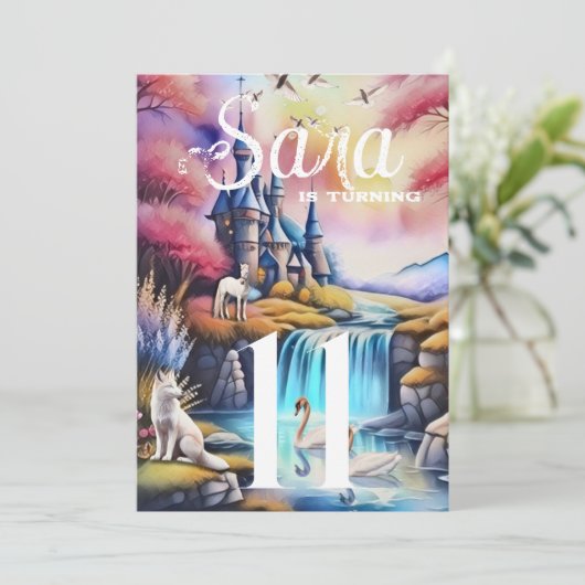 White Fox Party Einladung (Stehend Vorderseite)