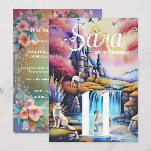 White Fox Party Einladung (Vorne/Hinten)