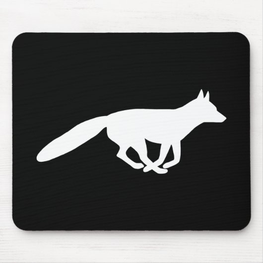 White Fox Silhouette | Wildlife Black and White Mousepad (Vorne)