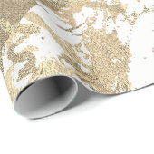 White Foxier Gold Marmor Shiny Metallic Strokes Geschenkpapier (Rolleneckpunkt)