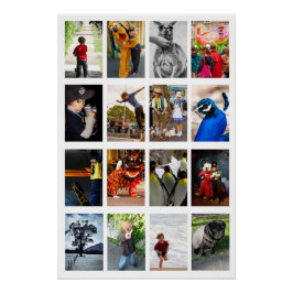 White Frame 16 Foto Bilder DIY Vorlage Wand Art Poster