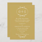 White Frame Initials elegante monogram Gold Hochze Einladung (Vorne/Hinten)