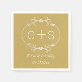 White Frame Initials elegante monogram Gold Hochze Serviette