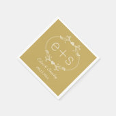 White Frame Initials elegante monogram Gold Hochze Serviette (Ecke)