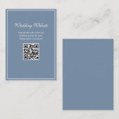 White Frame staubblaue QR Code Hochzeitswebsite Begleitkarte (Vorne/Hinten)