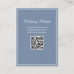 White Frame staubblaue QR Code Hochzeitswebsite Begleitkarte